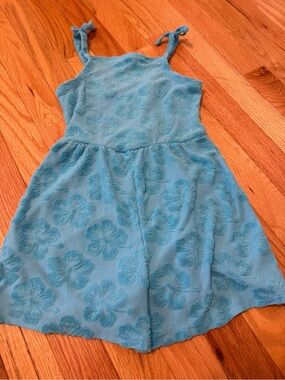 Girls Blue Floral Textured Swim coverup